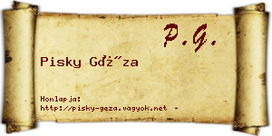 Pisky Géza névjegykártya